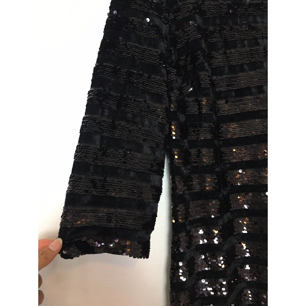 INC Sequin Mini Dress  Size XS Black Women's 3/4 Sleeve Sheath Evening Party - Picture 11 of 12